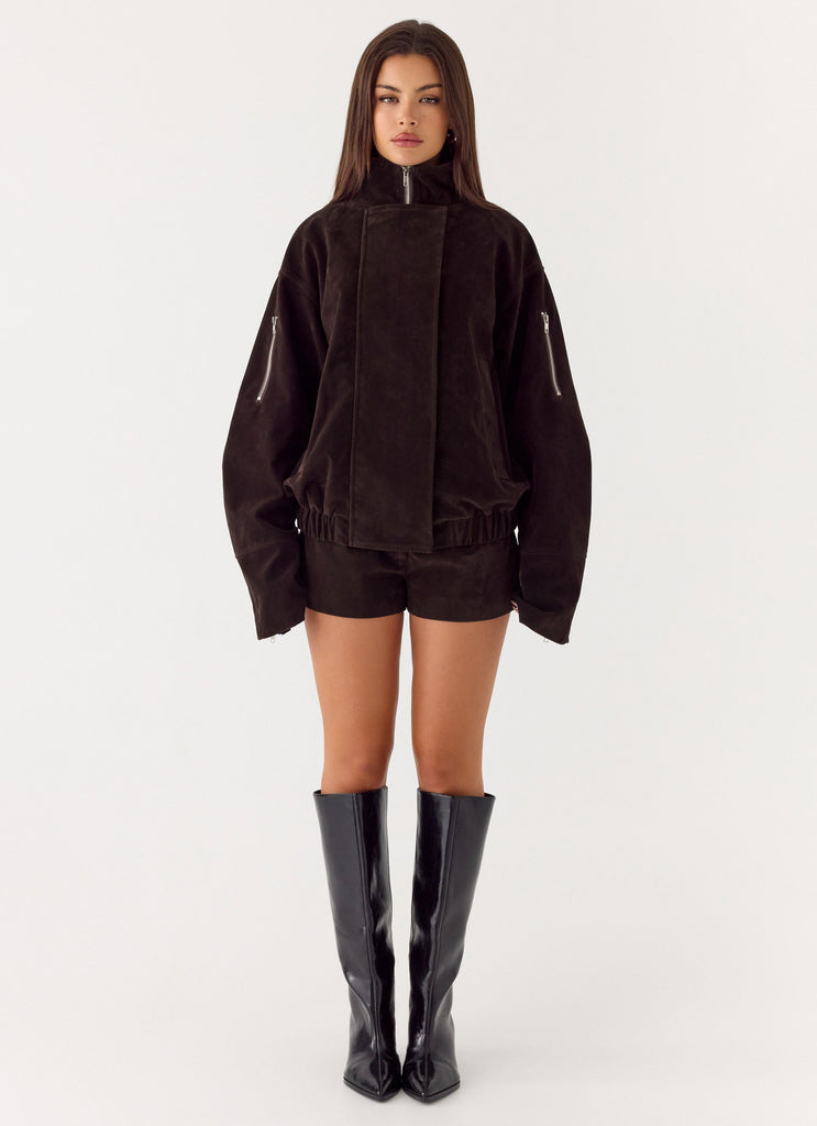 Marlow Faux Suede Jacket - Chocolate