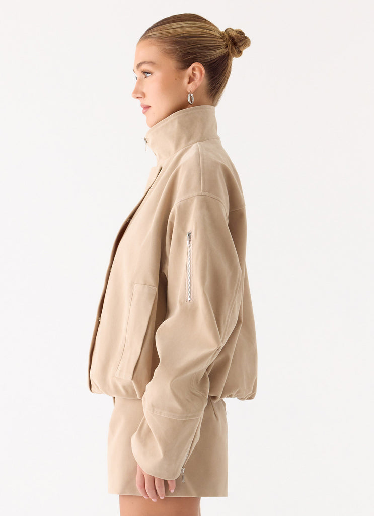 Marlow Faux Suede Jacket - Cream