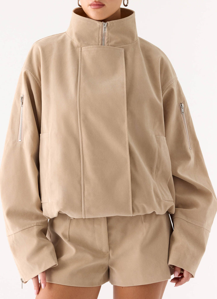 Marlow Faux Suede Jacket - Cream