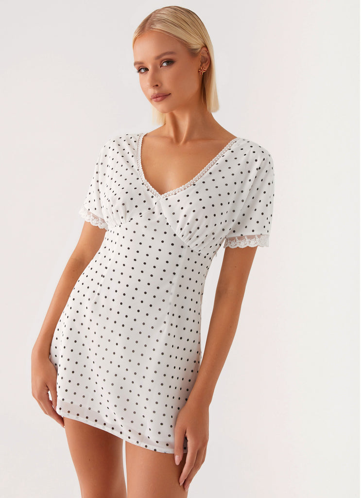 Marlowe Mini Dress - White Polkadot Peppermayo US Marlowe Mini Dress - White Polkadot Peppermayo US