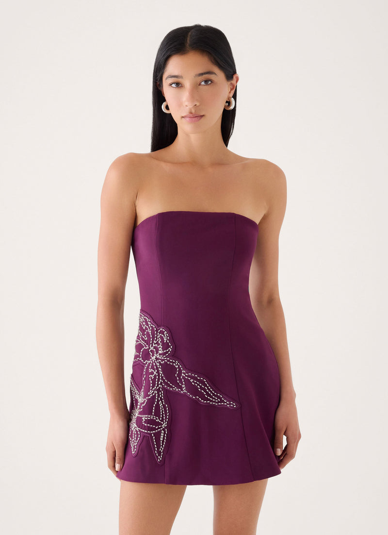 Marta Strapless Mini Dress - Eggplant