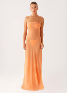 orange strapless maxi dress Mattie Strapless Maxi Dress