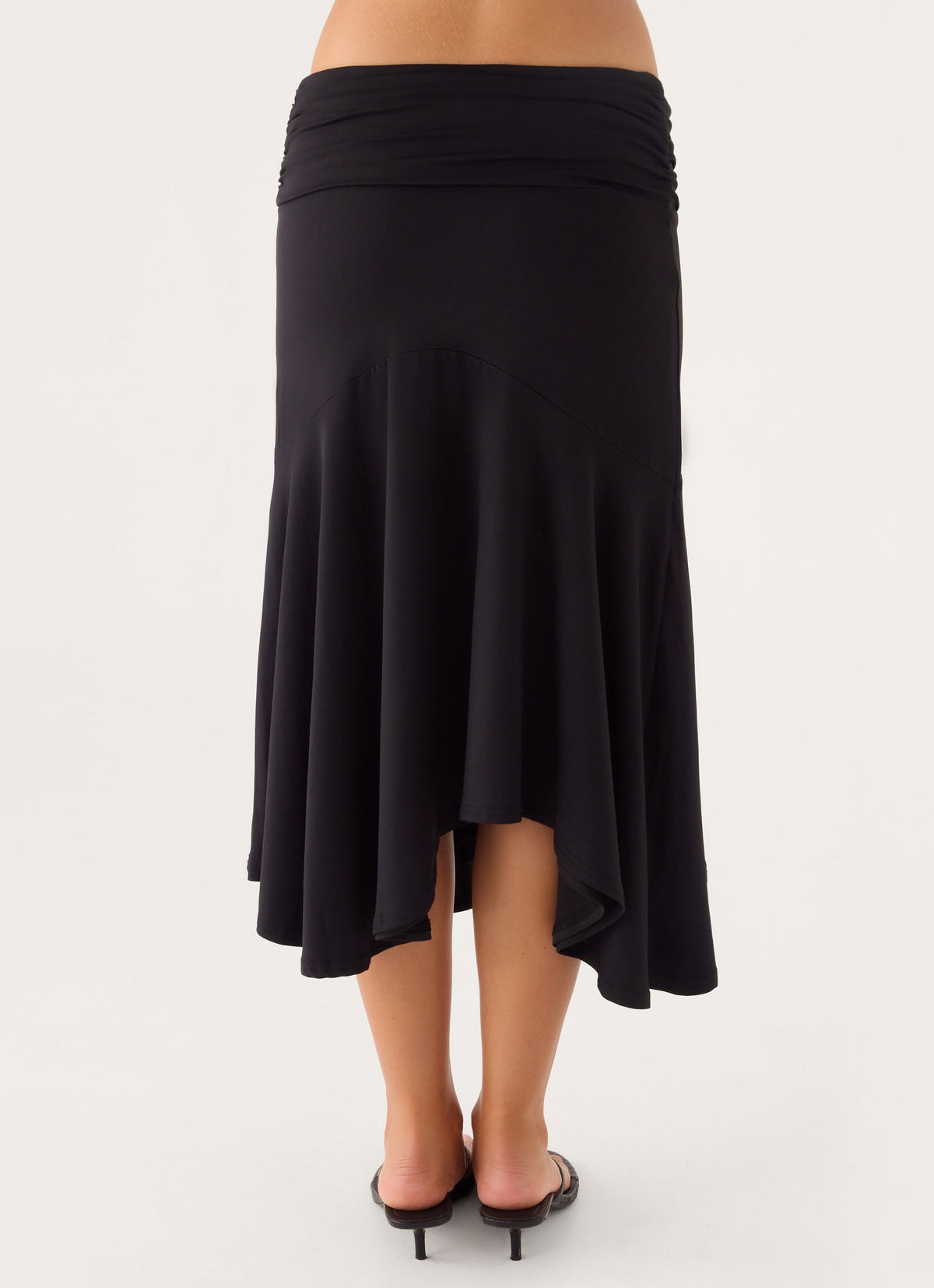 Maura Asymmetric Midi Skirt - Black