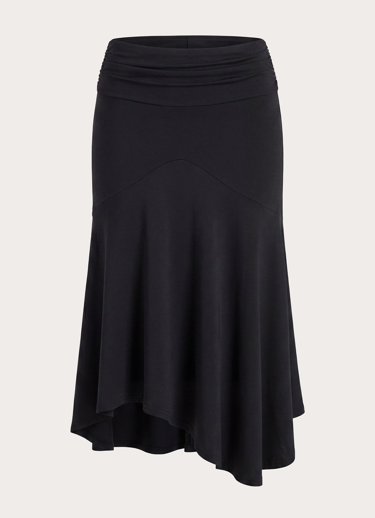 Maura Asymmetric Midi Skirt - Black