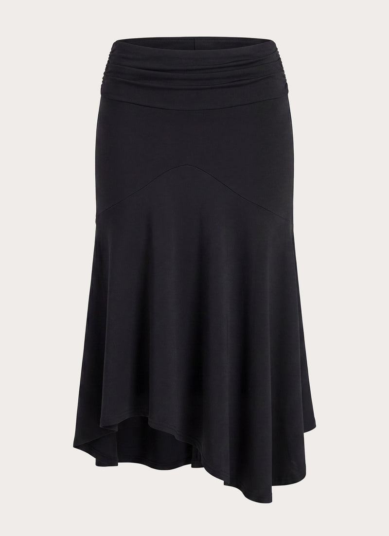 Maura Asymmetric Midi Skirt - Black