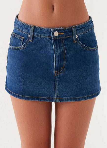 Maysa Low Rise Mini Skirt - Dark Blue – Peppermayo US
