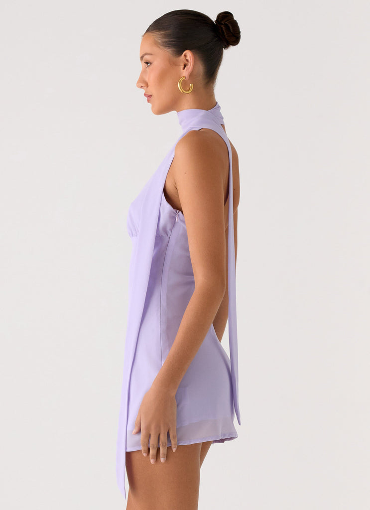 Melisande Scarf Neck Mini Dress - Lavender Peppermayo US Melisande Scarf Neck Mini Dress - Lavender Peppermayo US