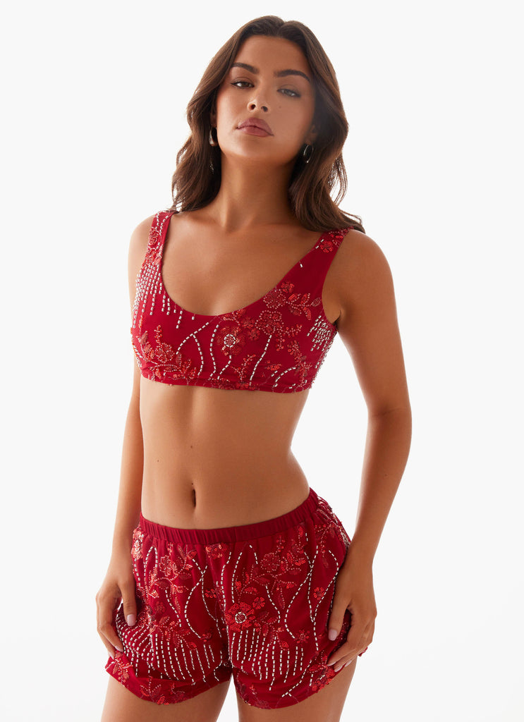 Mercer Sequin Bralette - Red