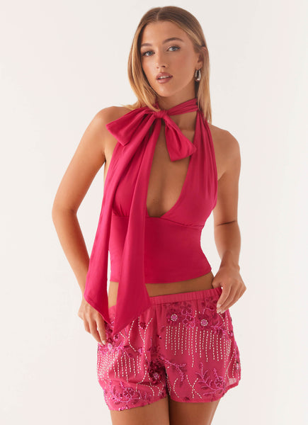 Mercer Sequin Mini Shorts - Fuchsia – Peppermayo US