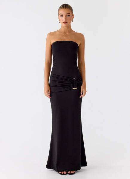 Metal Heart Strapless Maxi Dress