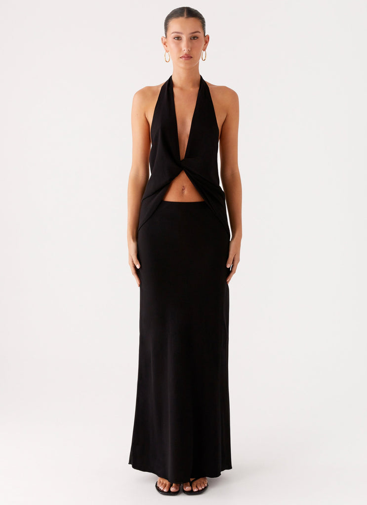 Michaella Chiffon Twist Top - Black