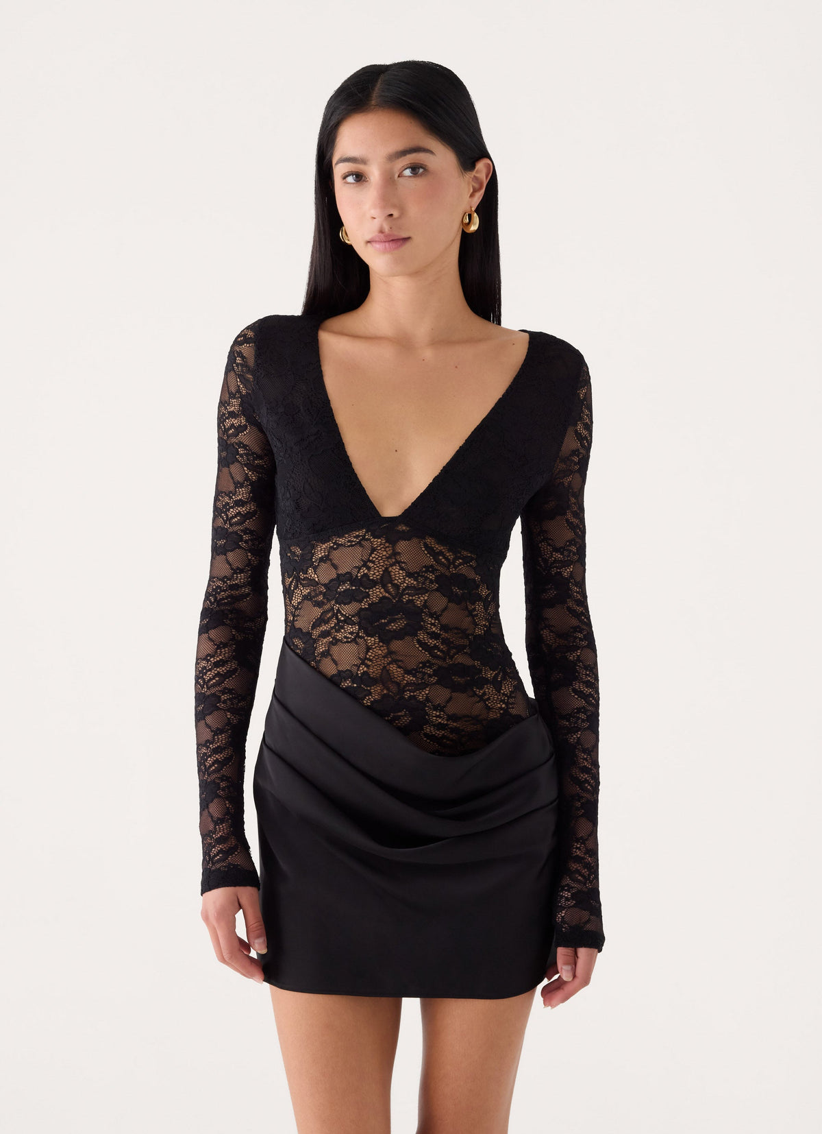 Michayla Lace Mini Dress - Black