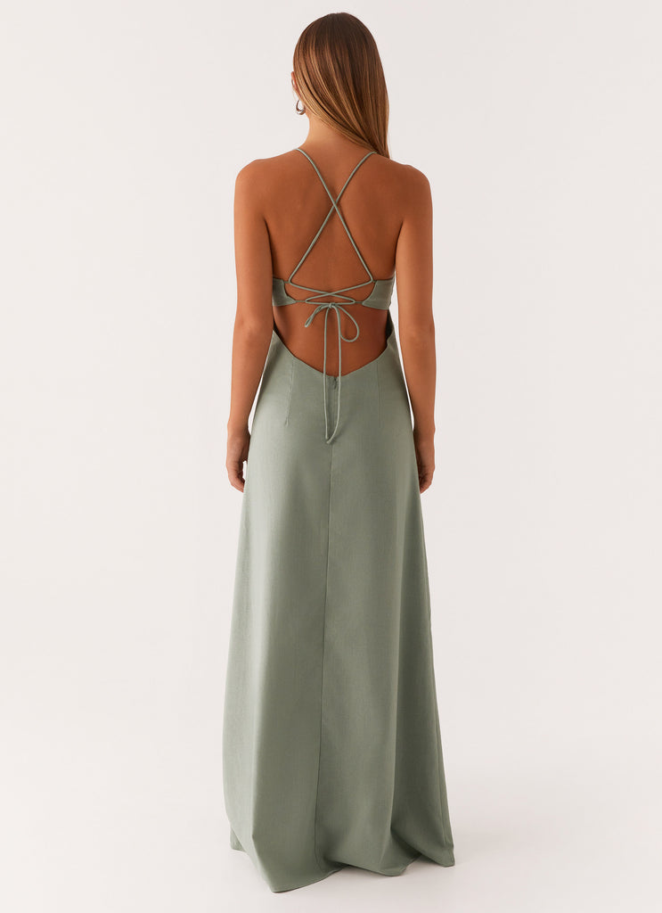 Middle Ground Linen Maxi Dress - Sage Peppermayo US Middle Ground Linen Maxi Dress - Sage Peppermayo US
