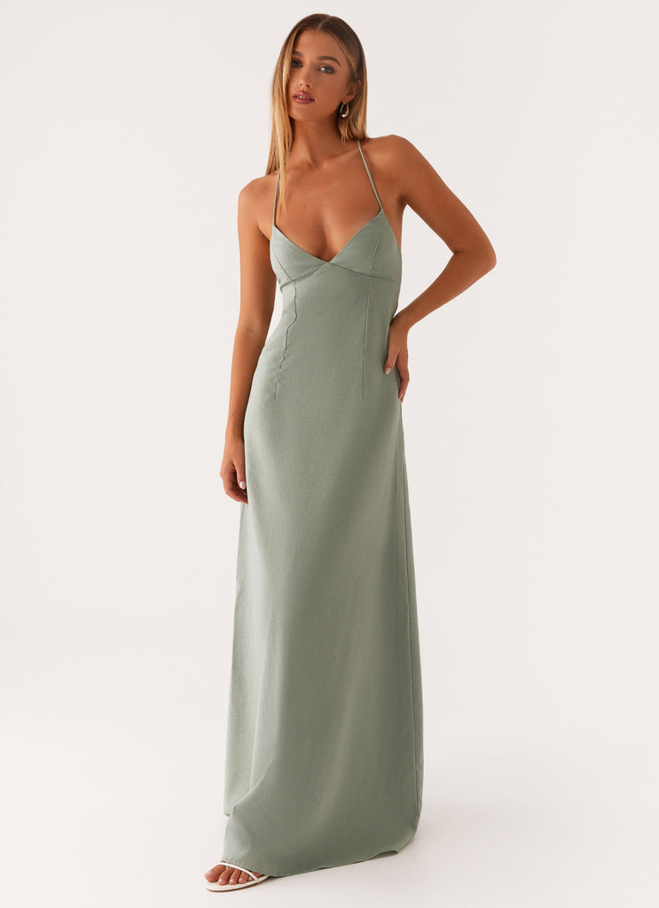 Middle Ground Linen Maxi Dress - Sage Peppermayo US Middle Ground Linen Maxi Dress - Sage Peppermayo US