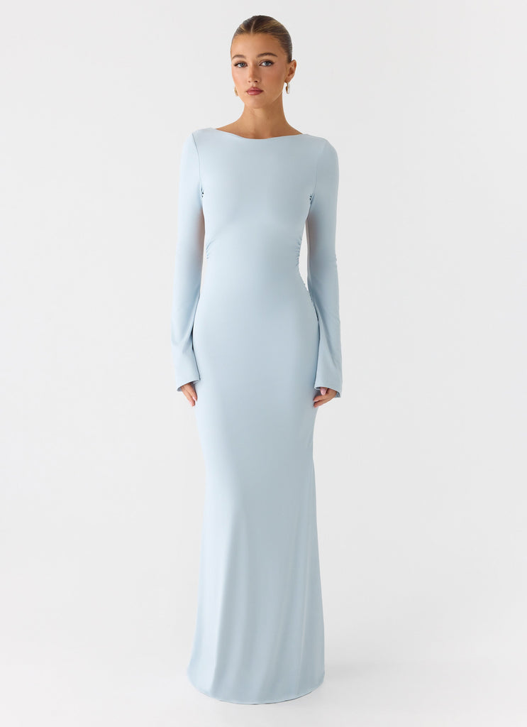 Midnight Song Long Sleeve Maxi Dress - Misty Blue Misty Blue / US 16 Midnight Song Long Sleeve Maxi Dress - Misty Blue Misty Blue / US 16