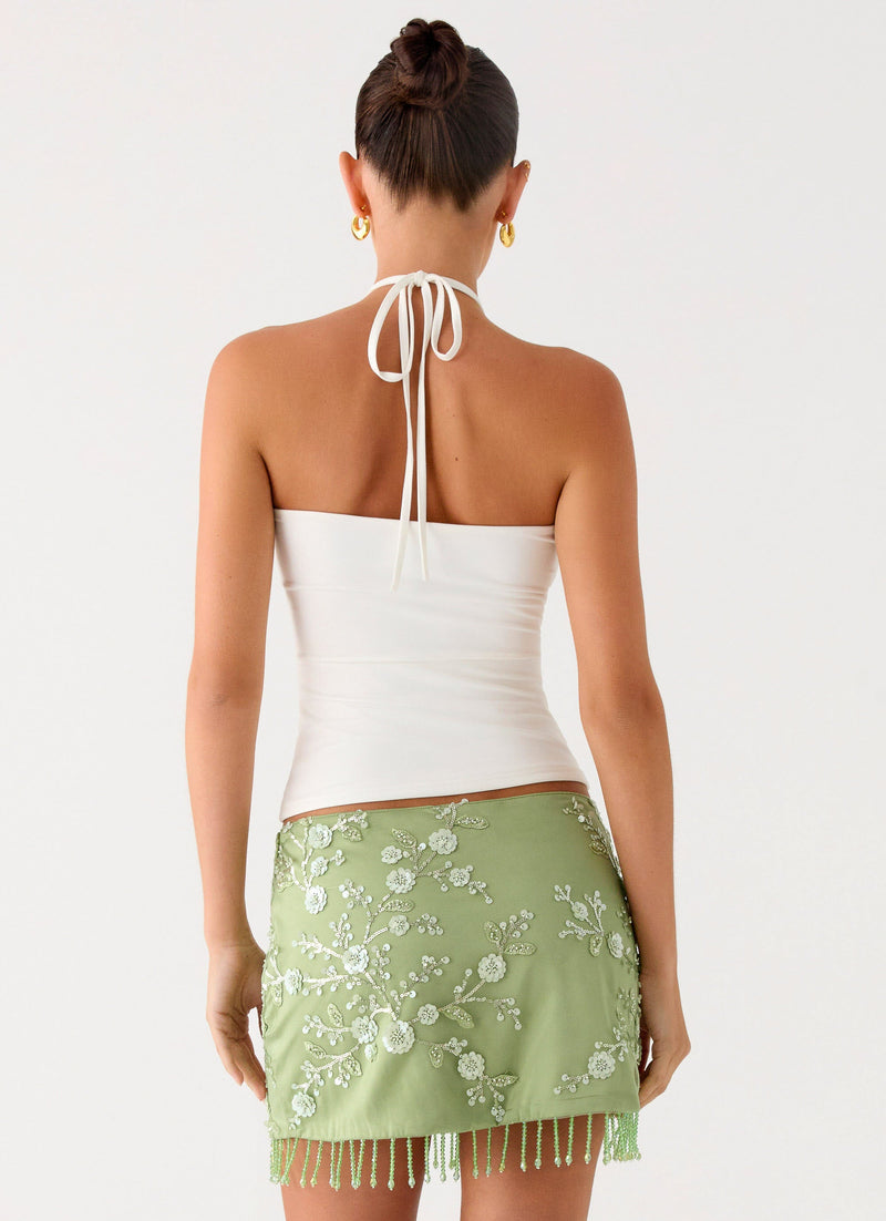Midnight Tide Tie Side Mini Skirt - Green