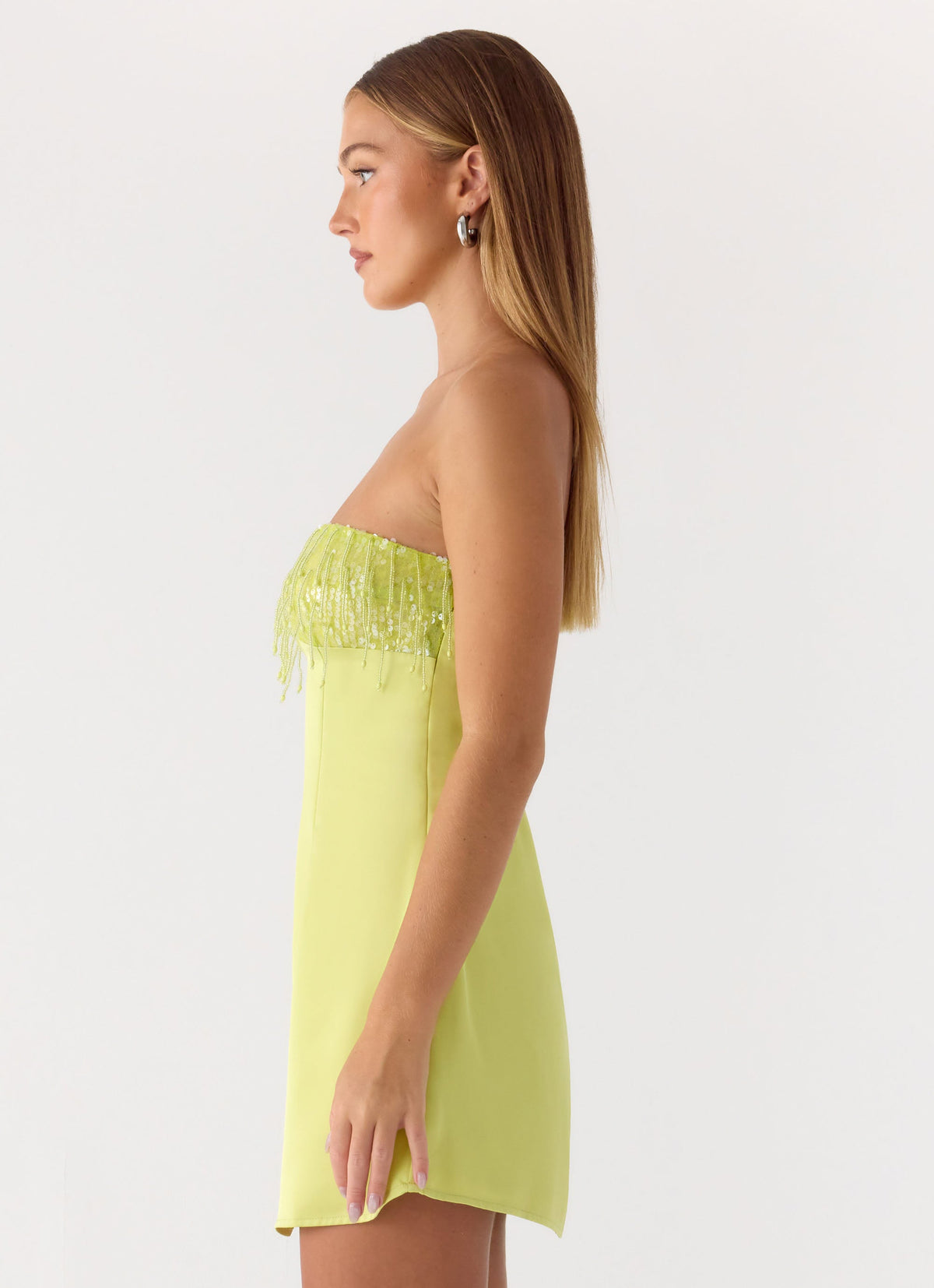 Miftie Beaded Sequin Mini Dress - Lime