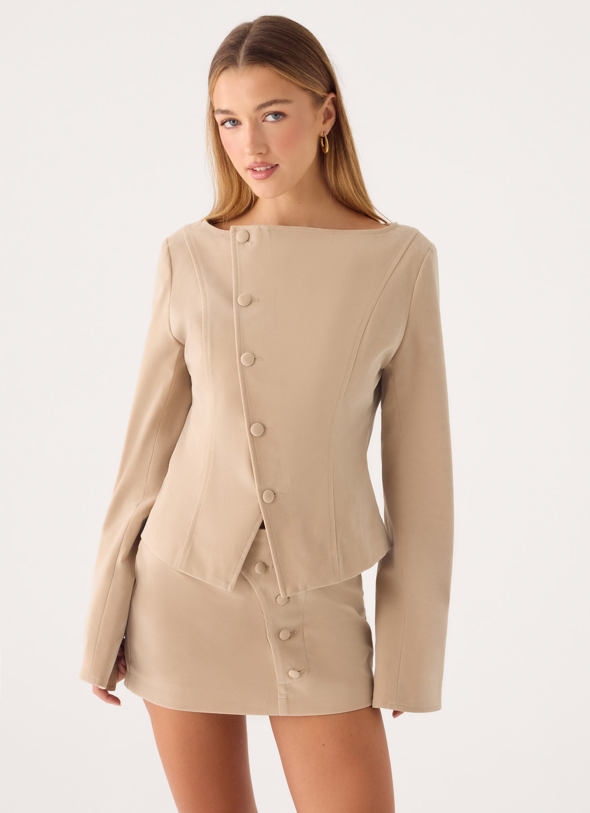 Milae Faux Suede Micro Mini Skirt - Beige – Peppermayo US