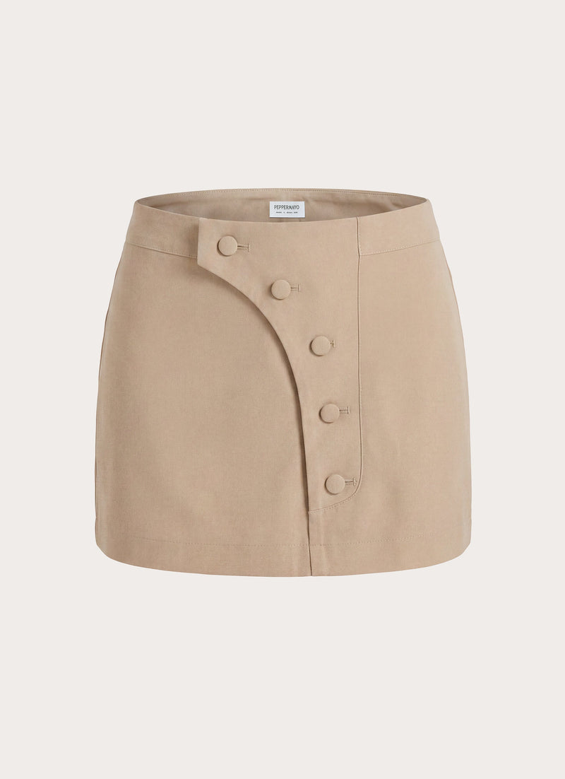 Milae Suede Micro Mini Skirt - Beige