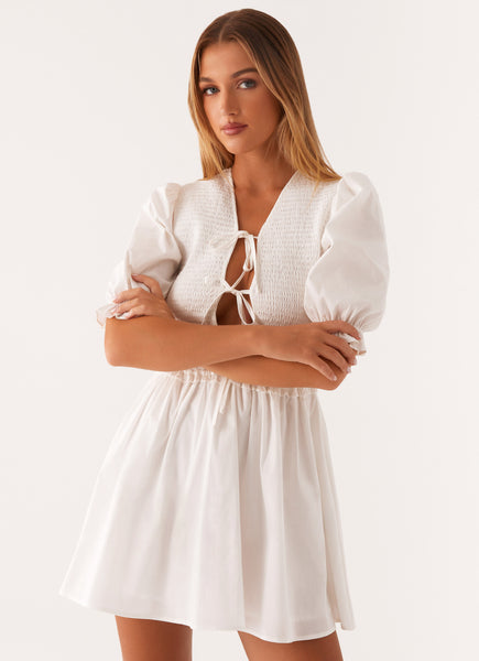 Milana Shirred Puff Sleeve Mini Dress