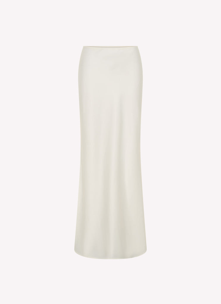 Mina Satin Maxi Skirt - White