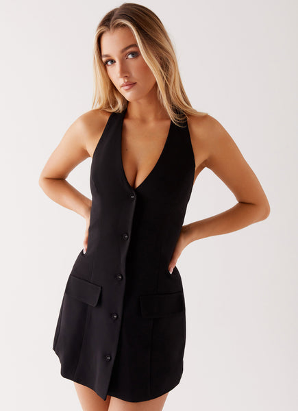 ワンピース BALMAIN HALTER NECK GEOMETRIC MINI DRESS (EF0R3088KI32 EJR) Mira Halter Neck Mini Dress - Black – Peppermayo US