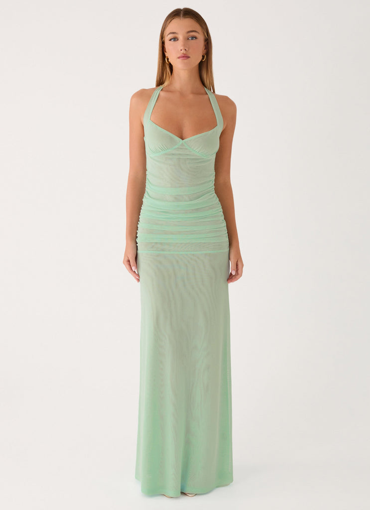 mirabella maxi dress Mirabella Blue Satin Sorbet Maxi Dress - M Size - Women's Dresses