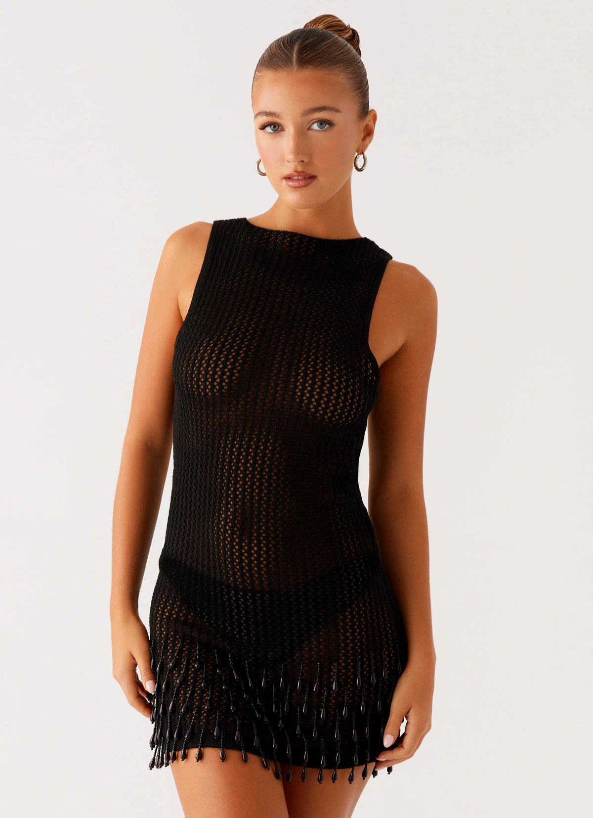 Miracle Beaded Crochet Mini Dress