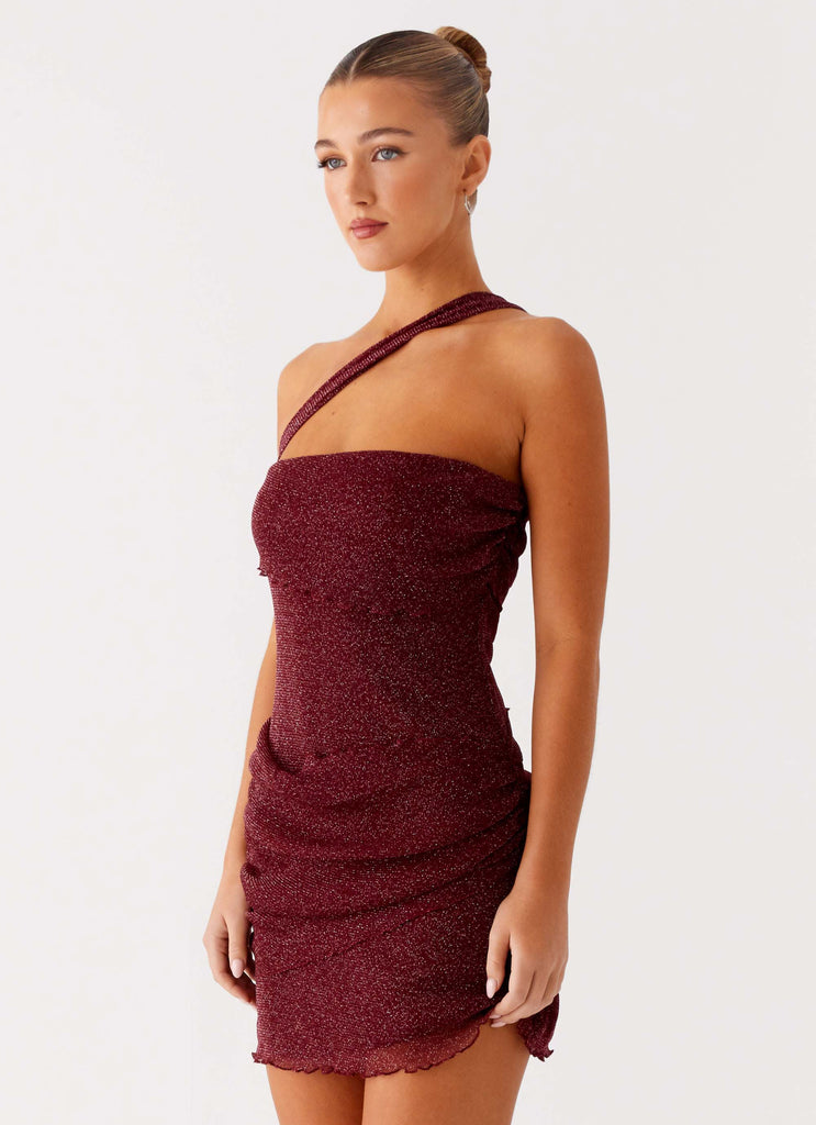 Misty Mesh Mini Dress - Maroon Maroon / US 8 Misty Mesh Mini Dress - Maroon Maroon / US 8