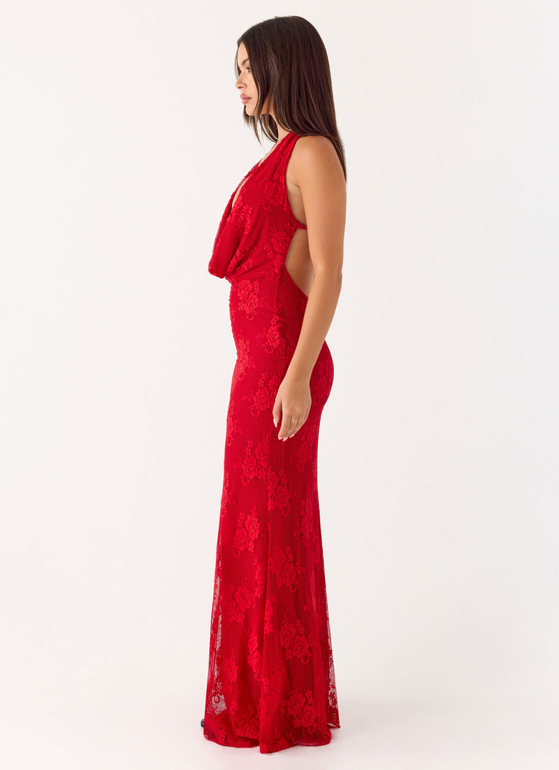 Mitchella Lace Maxi Dress - Red