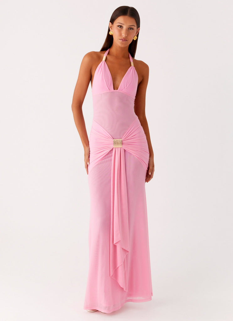 Miyah Halter Hardware Maxi Dress - Baby Pink Peppermayo US Miyah Halter Hardware Maxi Dress - Baby Pink Peppermayo US