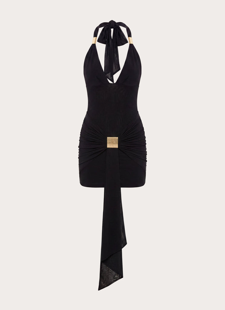 Miyah Halter Hardware Mini Dress - Black – Peppermayo US