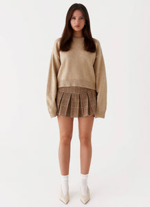 Womens Monika Oversized Jumper in the colour Beige in front of a light grey background