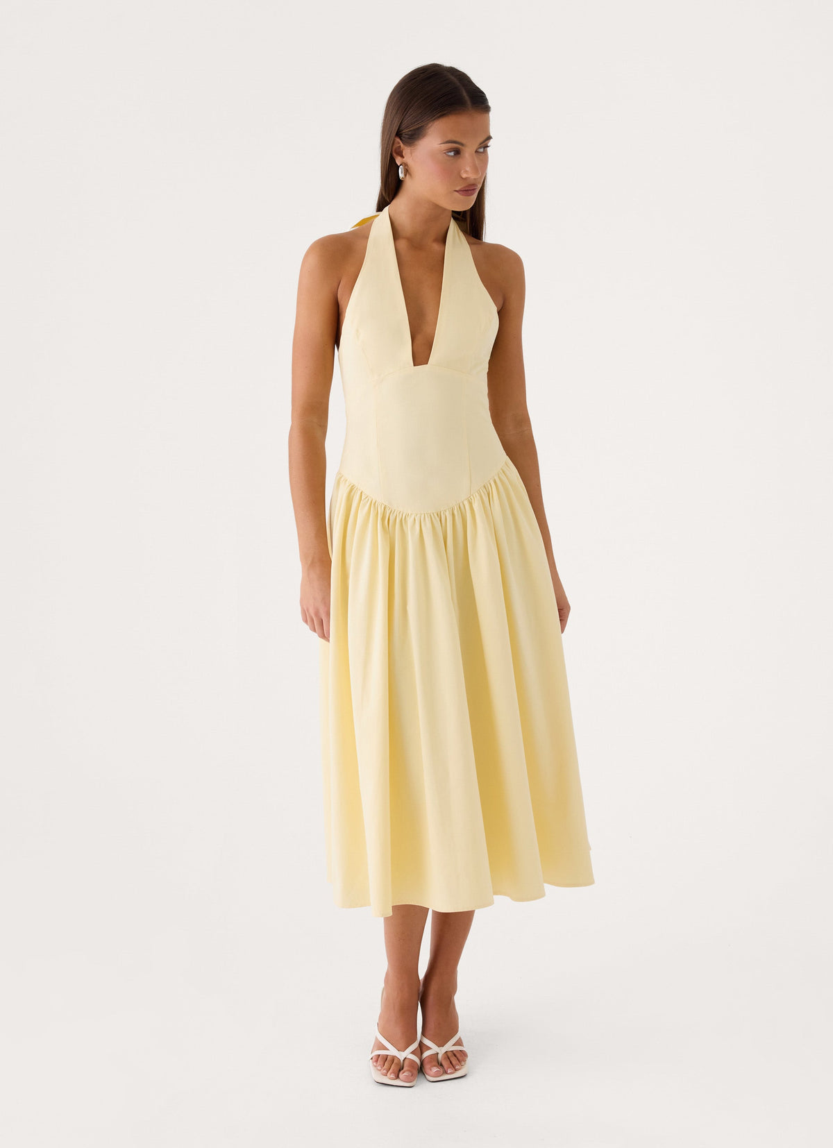 Monique Halter Midi Dress - Yellow