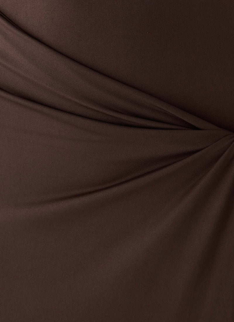 Monna Halter Wrap Maxi Dress - Chocolate