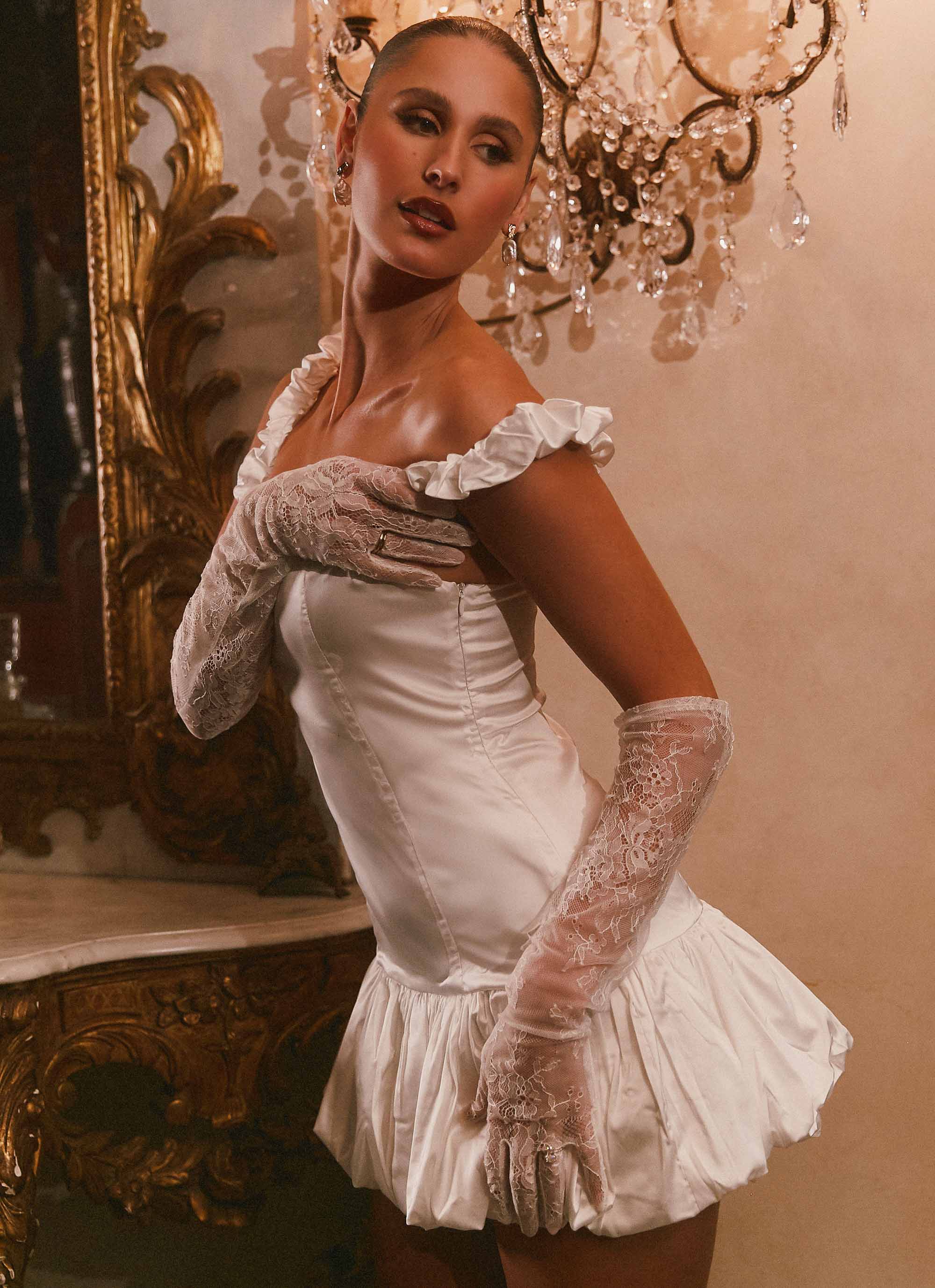 Monroe Satin Mini Dress - White Peppermayo US Monroe Satin Mini Dress - White Peppermayo US