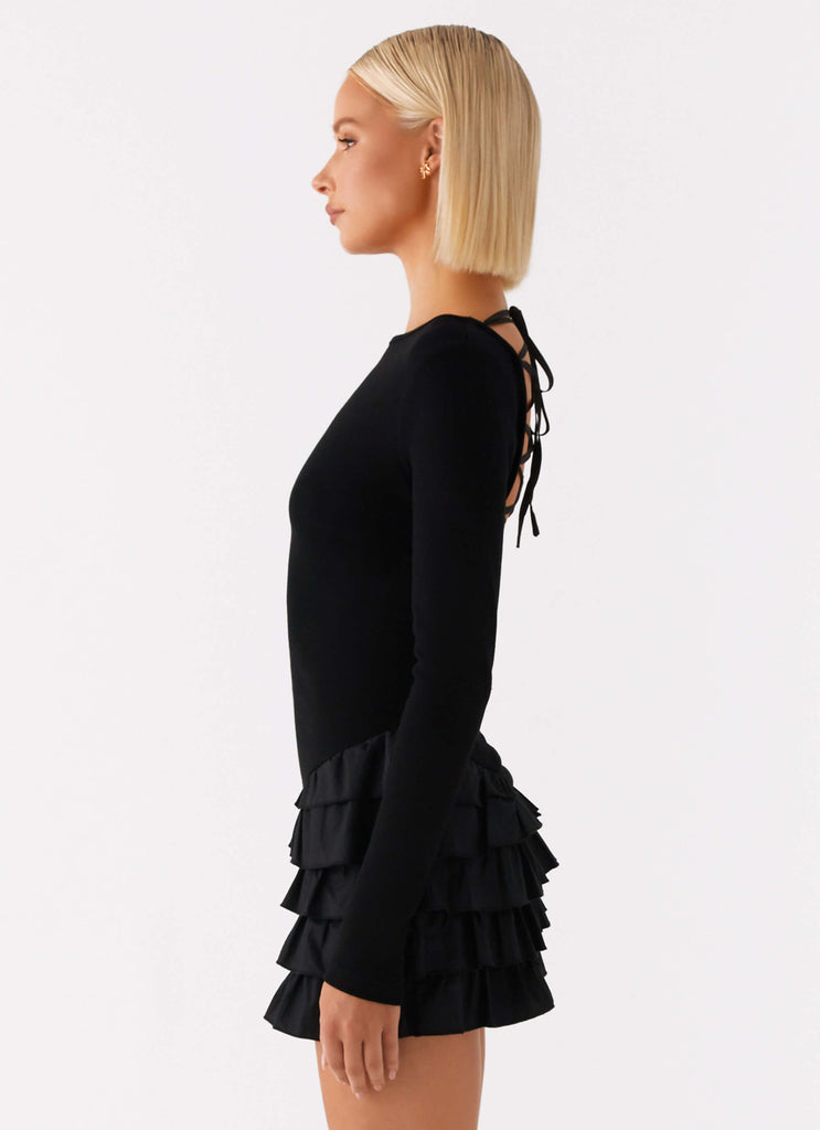 Moon Rising Long Sleeve Mini Dress - Black Peppermayo US Moon Rising Long Sleeve Mini Dress - Black Peppermayo US