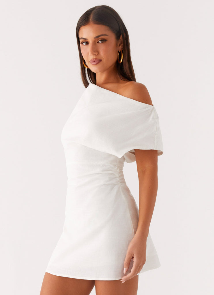 Moonlight Oasis Asymmetrical Cotton Mini Dress - Off White Peppermayo US Moonlight Oasis Asymmetrical Cotton Mini Dress - Off White Peppermayo US