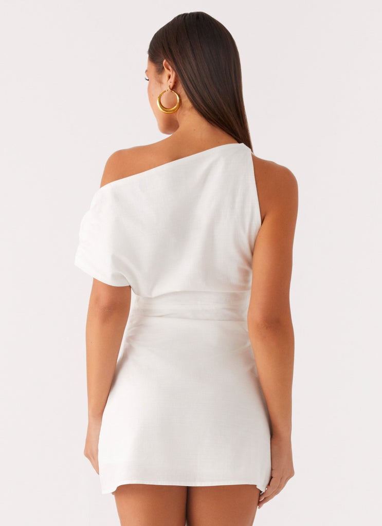 Moonlight Oasis Asymmetrical Cotton Mini Dress - Off White Peppermayo US Moonlight Oasis Asymmetrical Cotton Mini Dress - Off White Peppermayo US