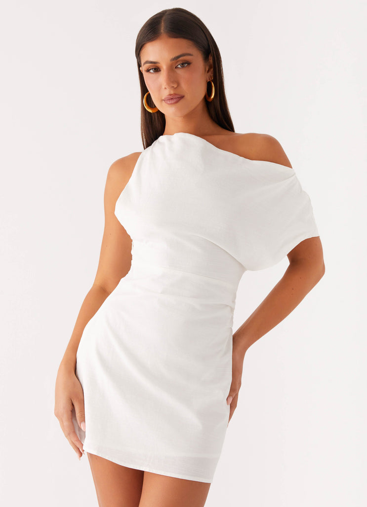 Moonlight Oasis Asymmetrical Cotton Mini Dress - Off White Peppermayo US Moonlight Oasis Asymmetrical Cotton Mini Dress - Off White Peppermayo US