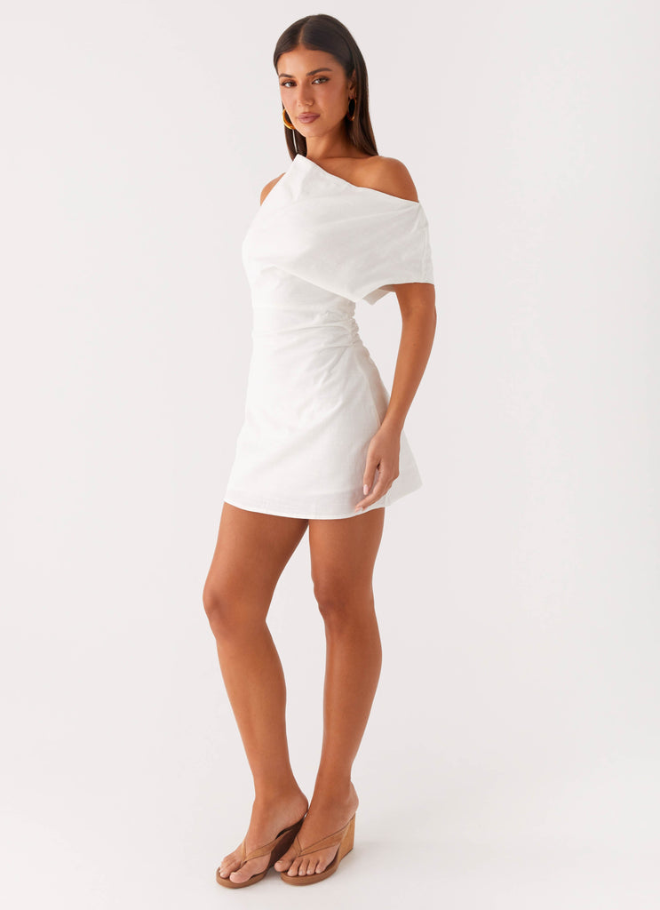 Moonlight Oasis Asymmetrical Cotton Mini Dress - Off White Peppermayo US Moonlight Oasis Asymmetrical Cotton Mini Dress - Off White Peppermayo US