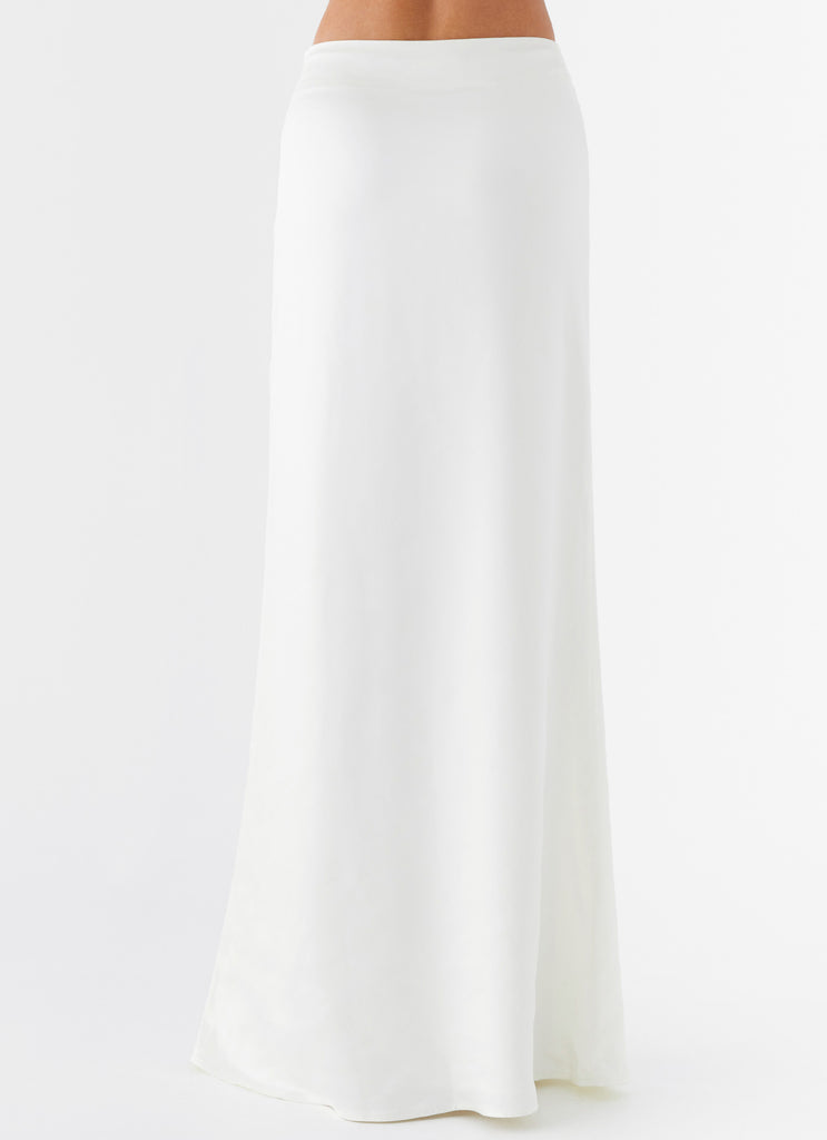 Womens Morgan Low Rise Maxi Skirt in the colour Ivory in front of a light grey background