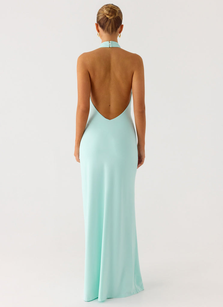 Mougleta Backless Maxi Dress - Aqua Aqua / US 18 Mougleta Backless Maxi Dress - Aqua Aqua / US 18