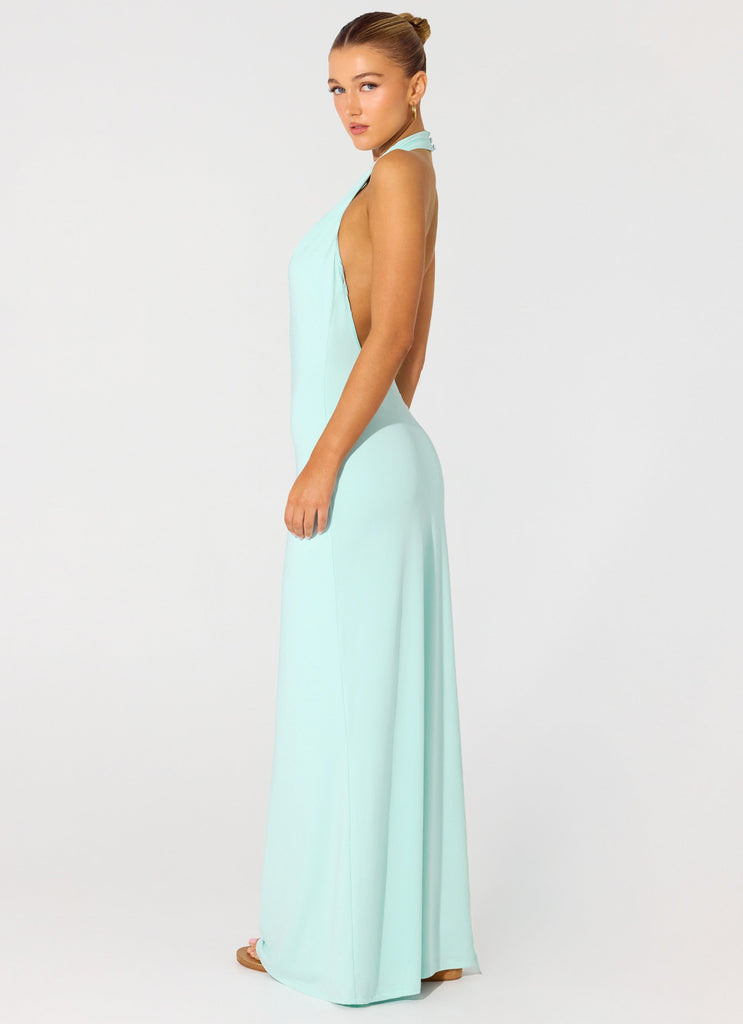 Mougleta Backless Maxi Dress - Aqua Aqua / US 18 Mougleta Backless Maxi Dress - Aqua Aqua / US 18
