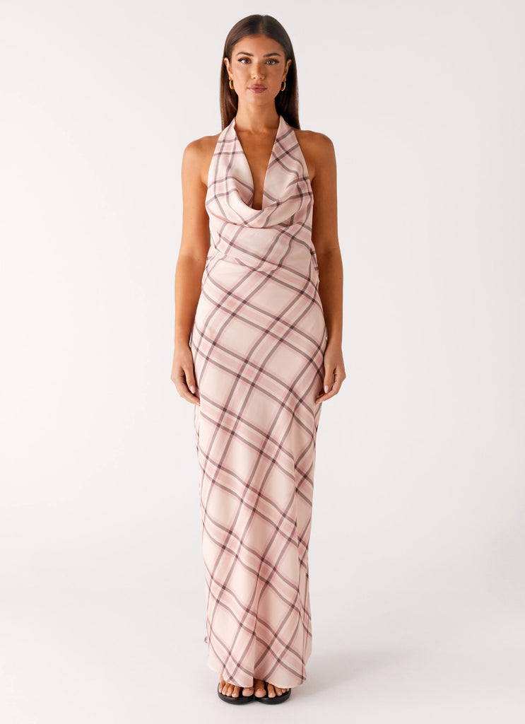 Muse Maxi Dress - Pink Check Peppermayo US Muse Maxi Dress - Pink Check Peppermayo US