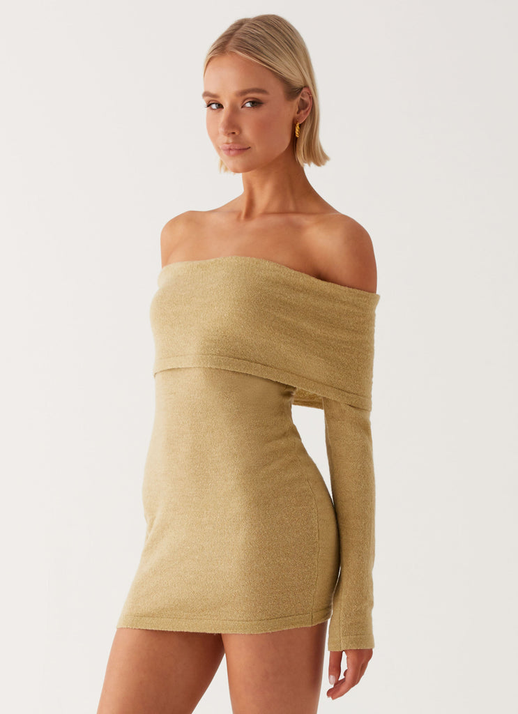 Myla Off Shoulder Mini Dress - Camel Peppermayo US Myla Off Shoulder Mini Dress - Camel Peppermayo US
