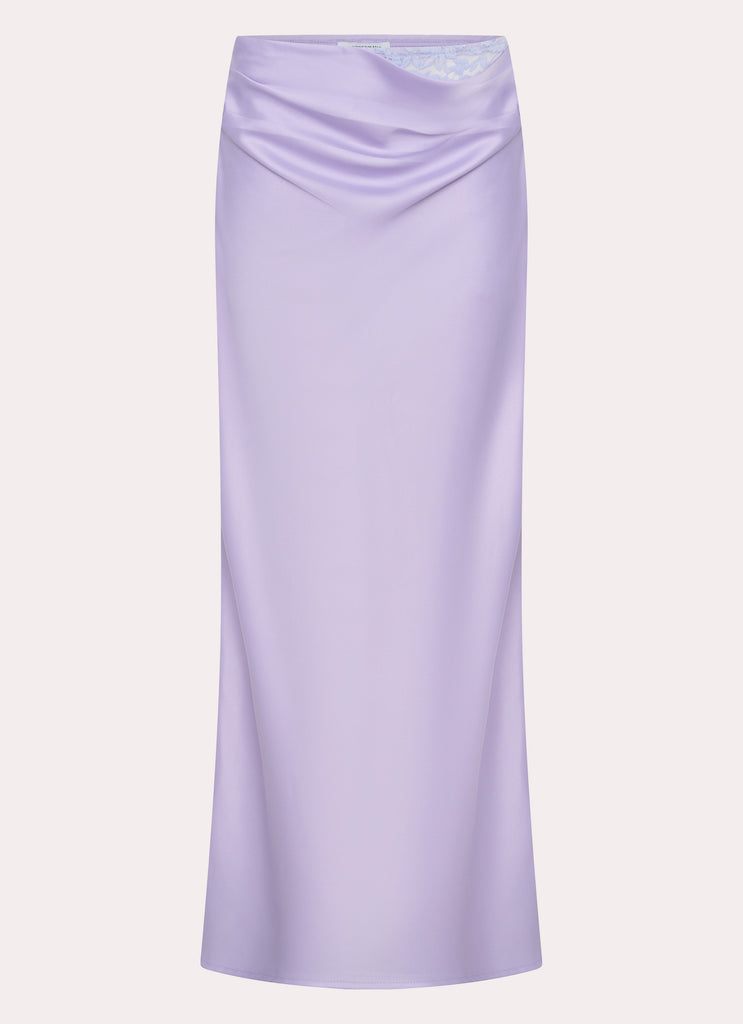 Nancy Lace Satin Maxi Skirt Lilac1