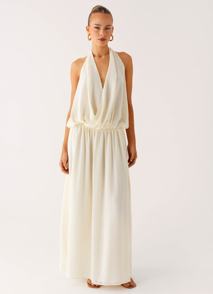 Narlah Halter Maxi Dress - Ivory Ivory / US 12 Narlah Halter Maxi Dress - Ivory Ivory / US 12
