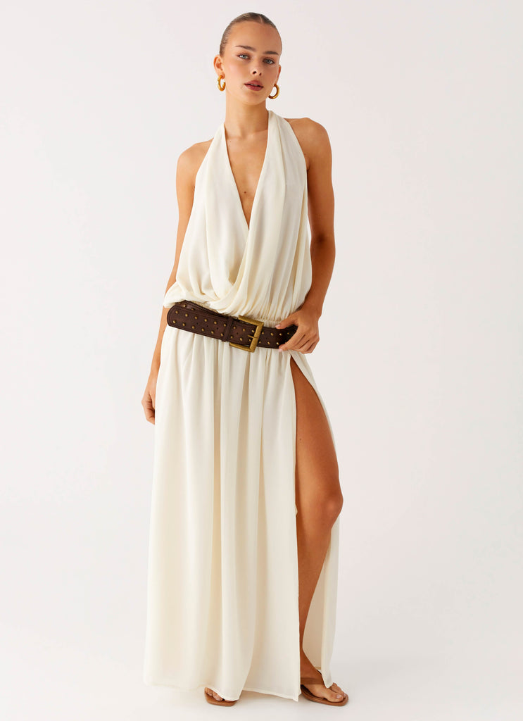 Narlah Halter Maxi Dress - Ivory Peppermayo US Narlah Halter Maxi Dress - Ivory Peppermayo US