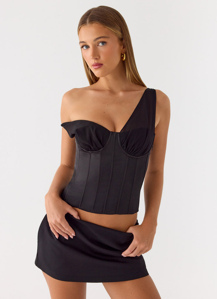 Natalya Corset Top - Black